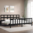 vidaXL fekete tömör fa ágykeret fejtámlával 200 x 200 cm