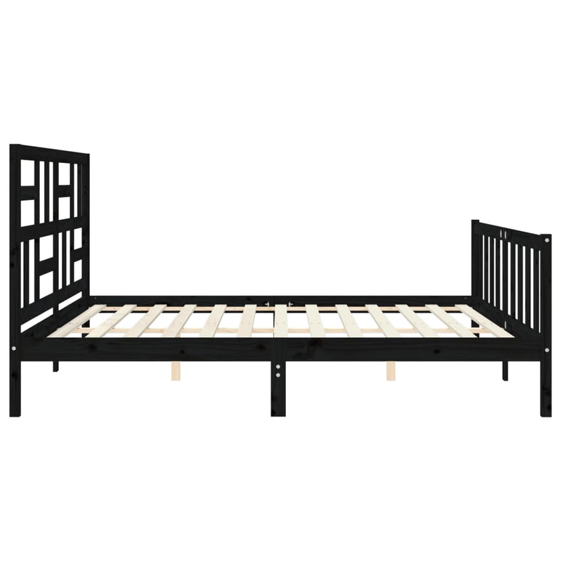 vidaXL fekete tömör fa ágykeret fejtámlával 200 x 200 cm