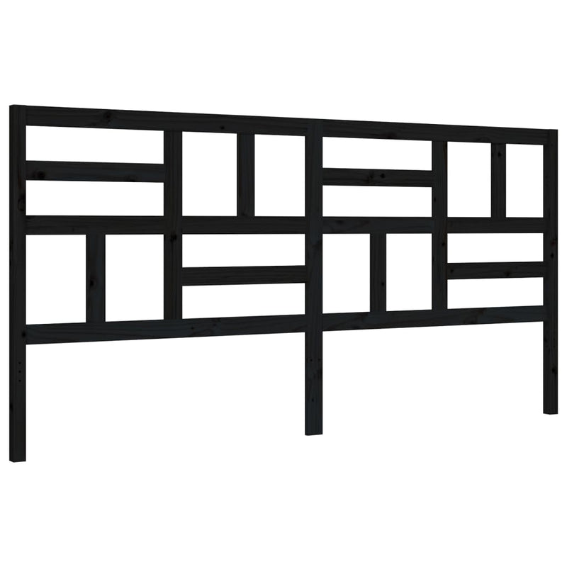 vidaXL fekete tömör fa ágykeret fejtámlával 200 x 200 cm