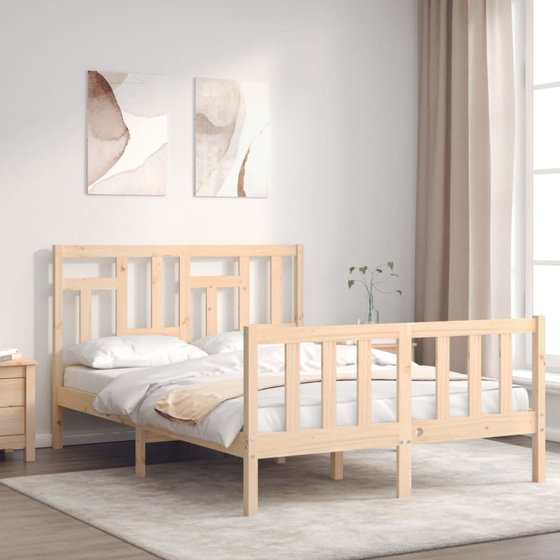 vidaXL tömör fa ágykeret fejtámlával Small Double