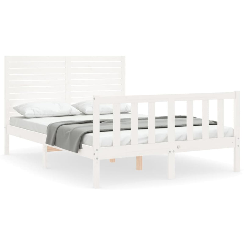 vidaXL fehér tömör fenyőfa ágy matrac nélkül 140x190 cm