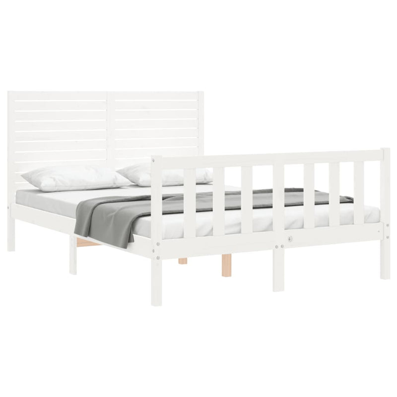 vidaXL fehér tömör fenyőfa ágy matrac nélkül 140x190 cm