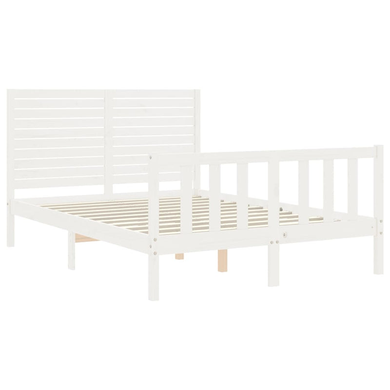 vidaXL fehér tömör fenyőfa ágy matrac nélkül 140x190 cm