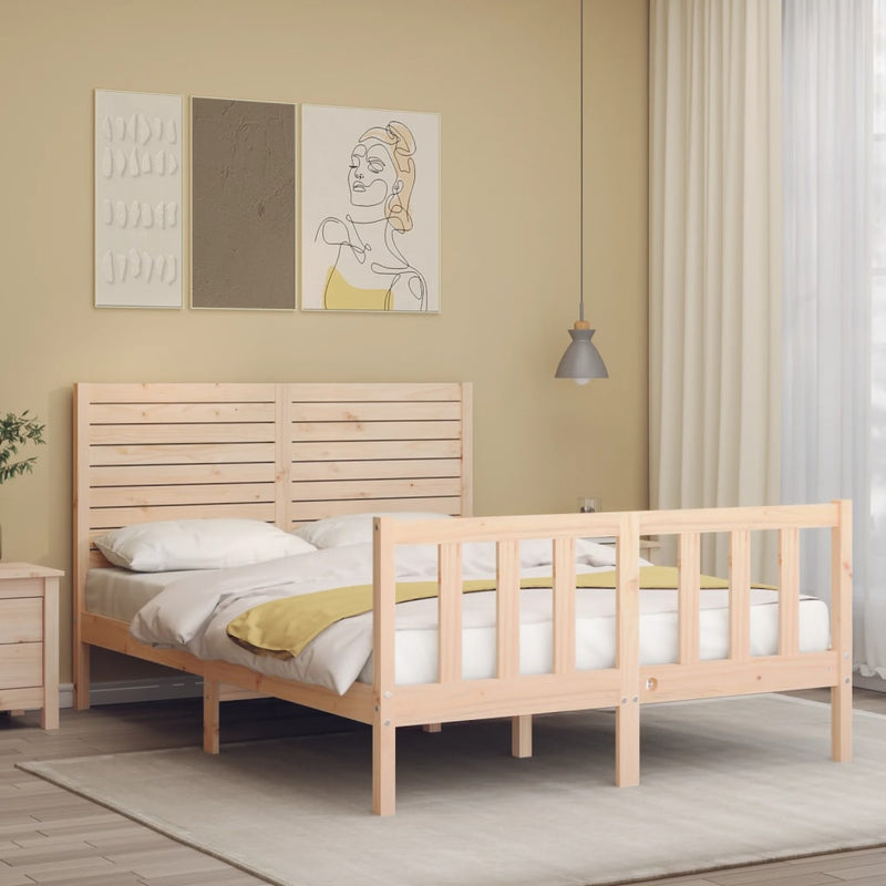 vidaXL tömör fenyőfa ágy matrac nélkül 140 x 200 cm