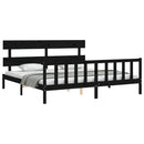 vidaXL fekete tömör fa ágykeret fejtámlával 200 x 200 cm
