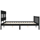 vidaXL fekete tömör fa ágykeret fejtámlával 200 x 200 cm