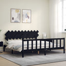 vidaXL fekete tömör fa ágykeret fejtámlával 200 x 200 cm
