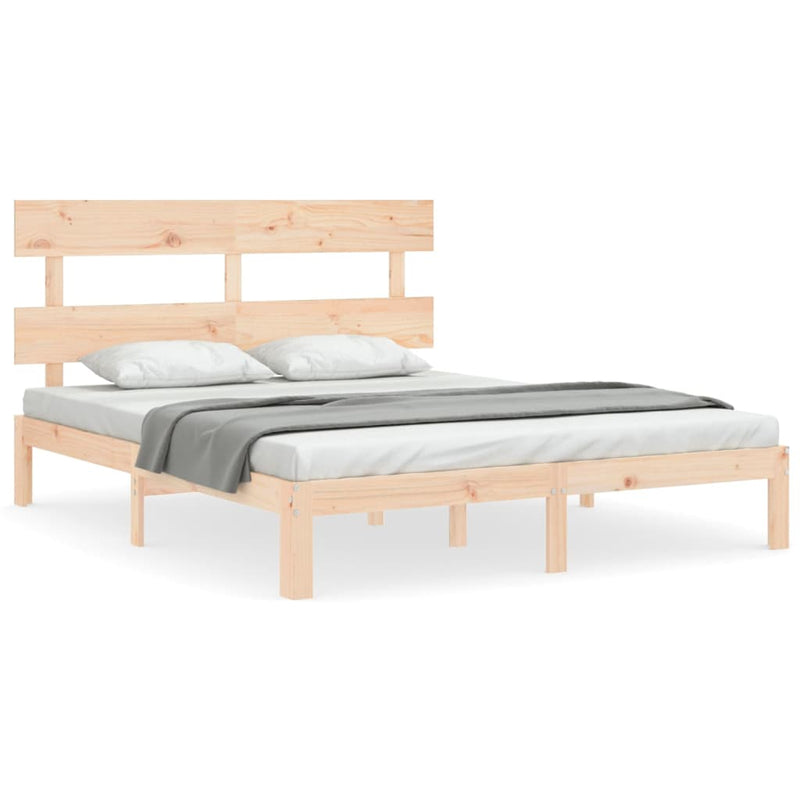 vidaXL tömör fa ágykeret fejtámlával King Size