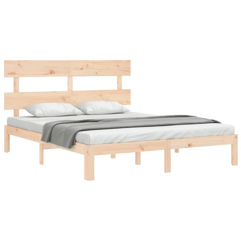 vidaXL tömör fa ágykeret fejtámlával King Size