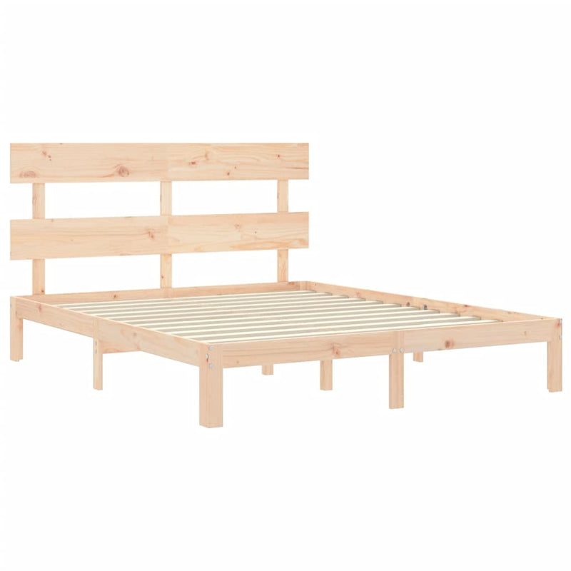 vidaXL tömör fa ágykeret fejtámlával King Size