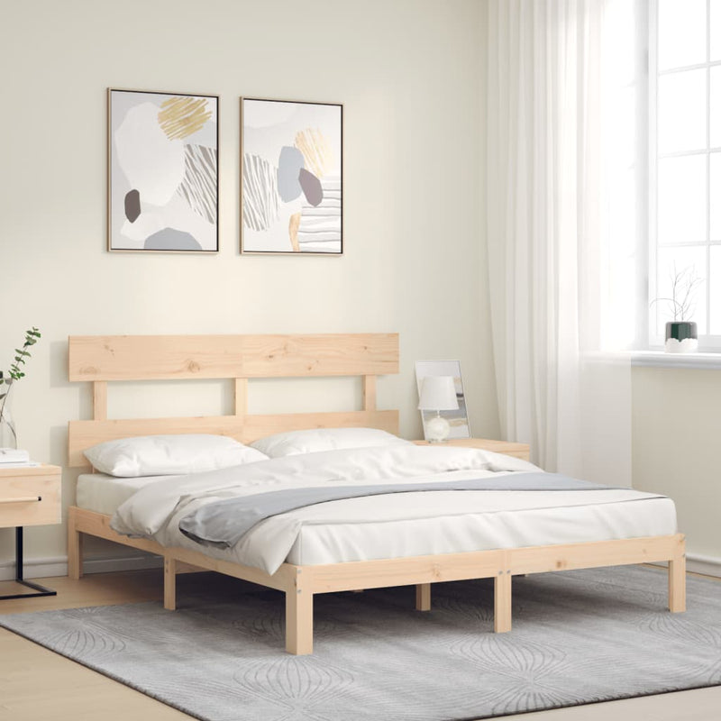 vidaXL tömör fa ágykeret fejtámlával King Size