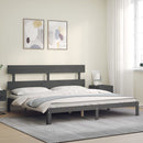 vidaXL szürke tömör fa ágykeret fejtámlával 200 x 200 cm