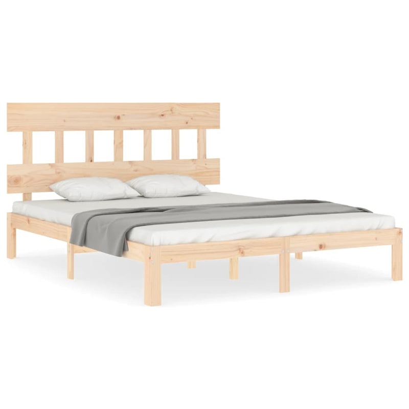 vidaXL tömör fa ágykeret fejtámlával King Size