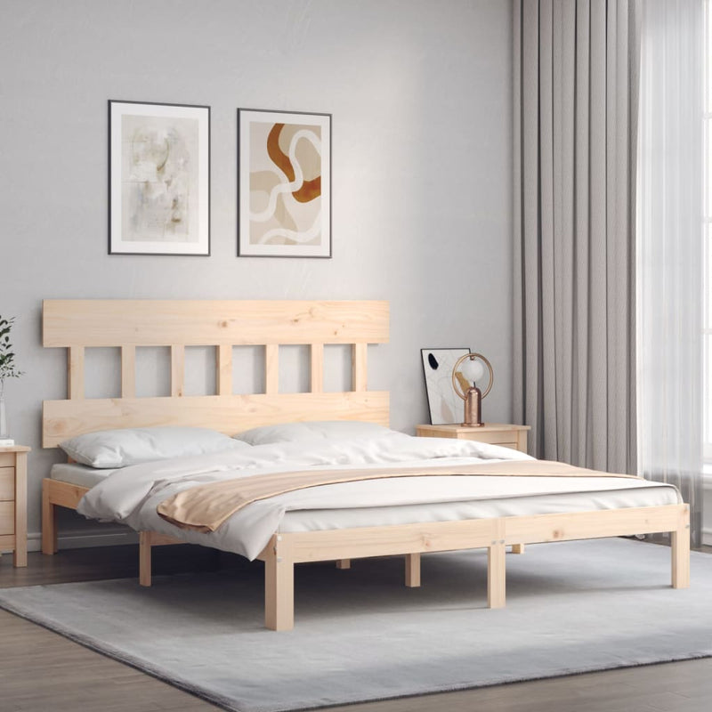 vidaXL tömör fa ágykeret fejtámlával King Size