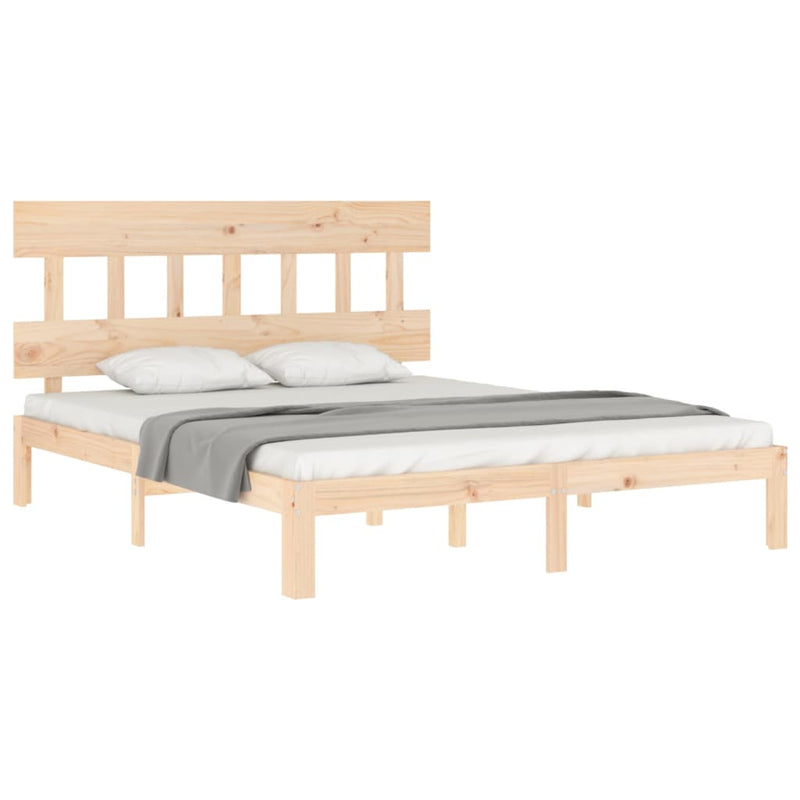 vidaXL tömör fa ágykeret fejtámlával King Size