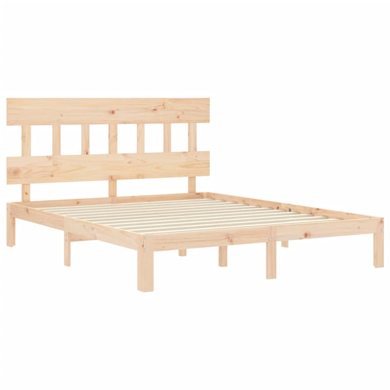 vidaXL tömör fa ágykeret fejtámlával King Size