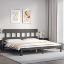 vidaXL szürke tömör fa ágykeret fejtámlával 200 x 200 cm