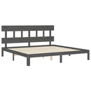 vidaXL szürke tömör fa ágykeret fejtámlával 200 x 200 cm