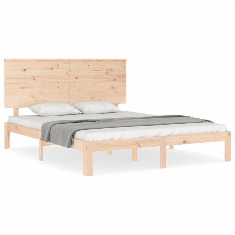 vidaXL tömör fa ágykeret fejtámlával King Size