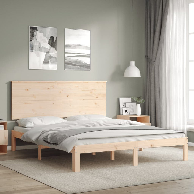 vidaXL tömör fa ágykeret fejtámlával King Size