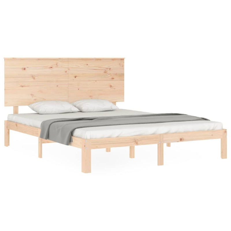 vidaXL tömör fa ágykeret fejtámlával King Size