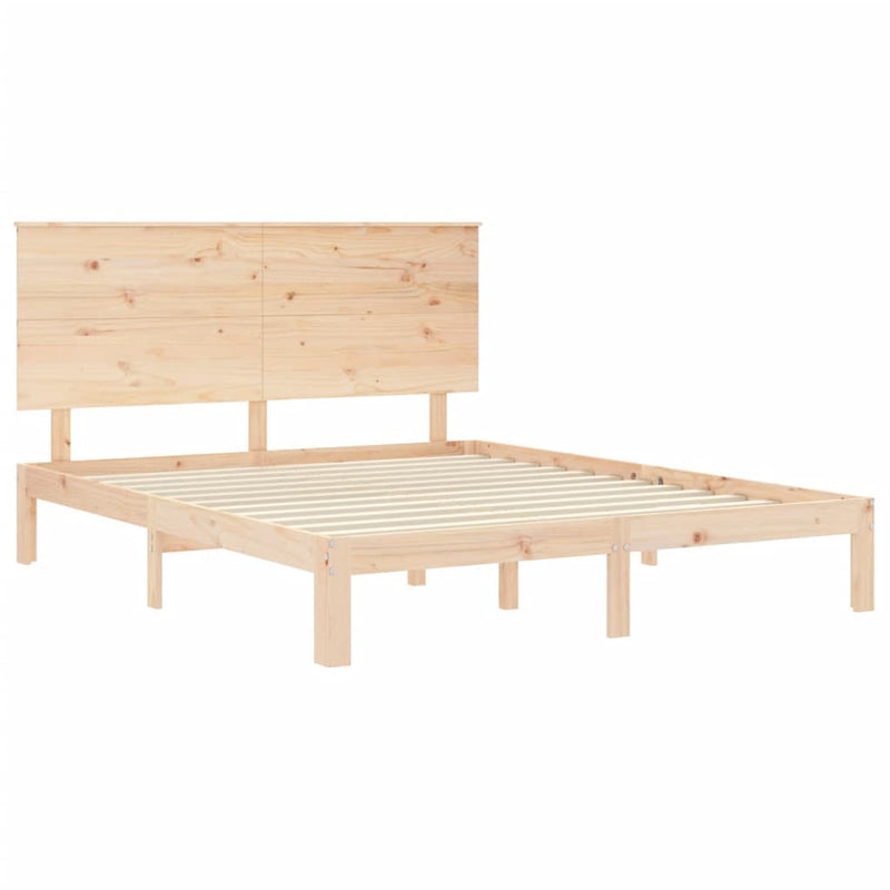 vidaXL tömör fa ágykeret fejtámlával King Size