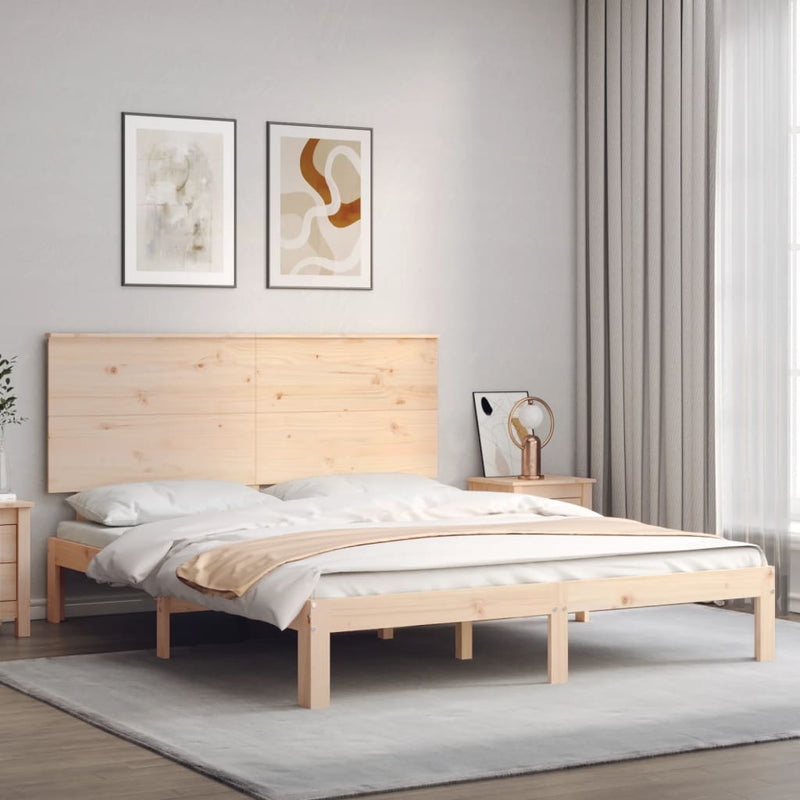 vidaXL tömör fa ágykeret fejtámlával King Size