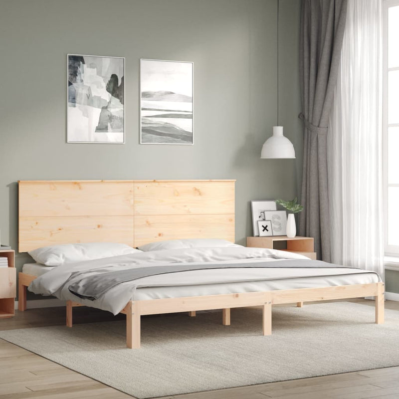 vidaXL tömör fa ágykeret fejtámlával Super King Size