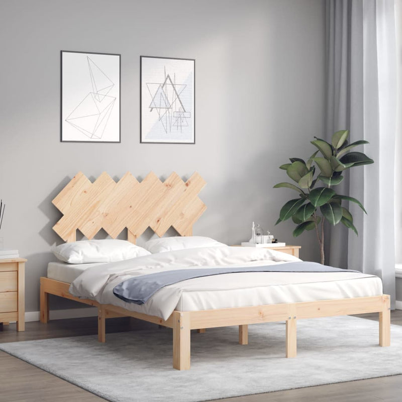 vidaXL tömör fa ágykeret fejtámlával Small Double