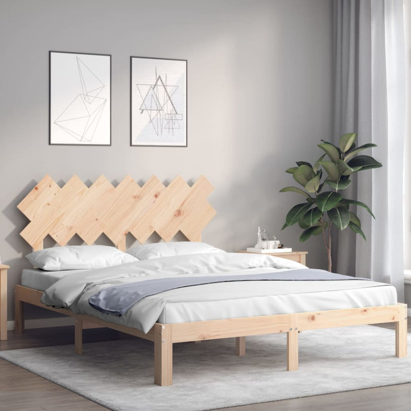 vidaXL tömör fa ágykeret fejtámlával King Size