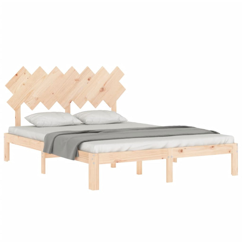 vidaXL tömör fa ágykeret fejtámlával King Size