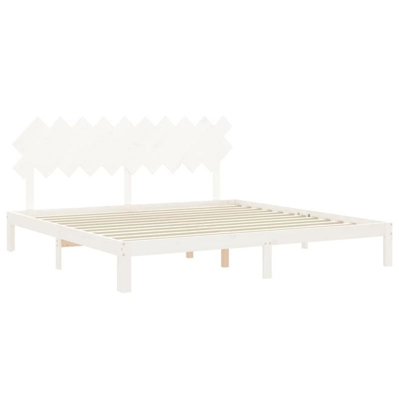vidaXL fehér tömör fenyőfa ágy matrac nélkül 200 x 200 cm