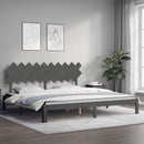 vidaXL szürke tömör fa ágykeret fejtámlával 200 x 200 cm