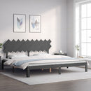 vidaXL szürke tömör fa ágykeret fejtámlával 200 x 200 cm