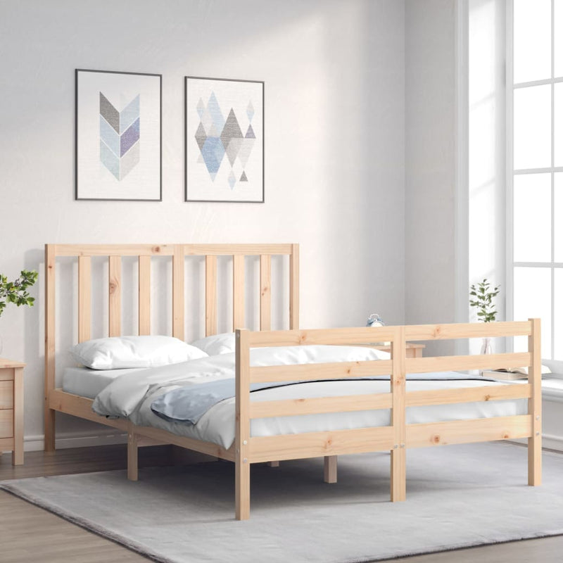 vidaXL tömör fenyőfa ágy matrac nélkül 140 x 190 cm