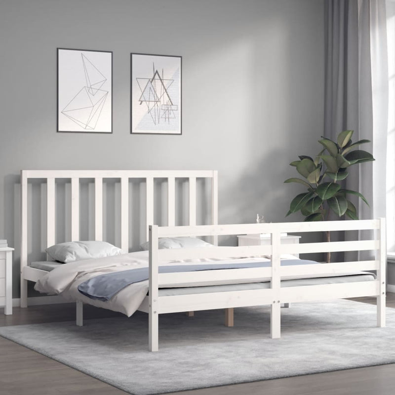 vidaXL fehér tömör fenyőfa ágy matrac nélkül 160 x 200 cm