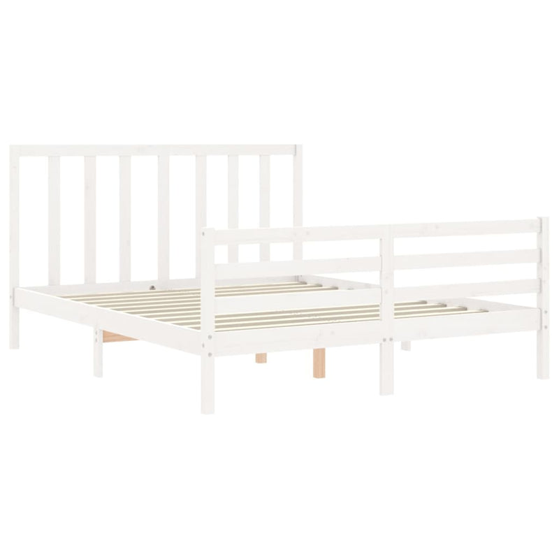 vidaXL fehér tömör fenyőfa ágy matrac nélkül 160 x 200 cm