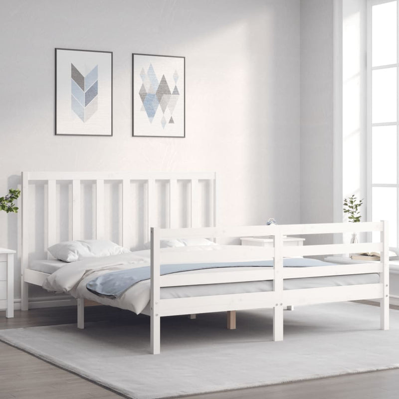 vidaXL fehér tömör fenyőfa ágy matrac nélkül 160 x 200 cm