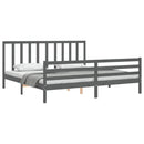 vidaXL szürke tömör fa ágykeret fejtámlával 200 x 200 cm
