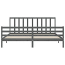 vidaXL szürke tömör fa ágykeret fejtámlával 200 x 200 cm