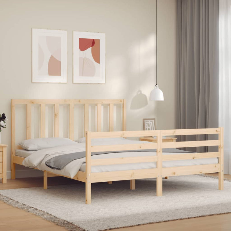 vidaXL tömör fenyőfa ágy matrac nélkül 160 x 200 cm