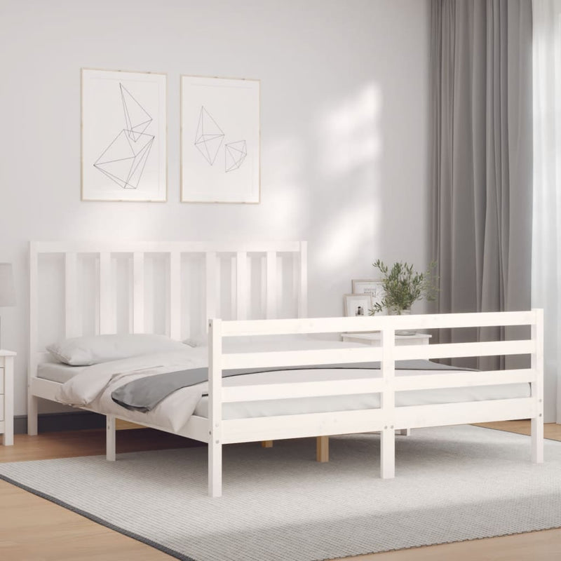 vidaXL fehér tömör fenyőfa ágy matrac nélkül 160 x 200 cm