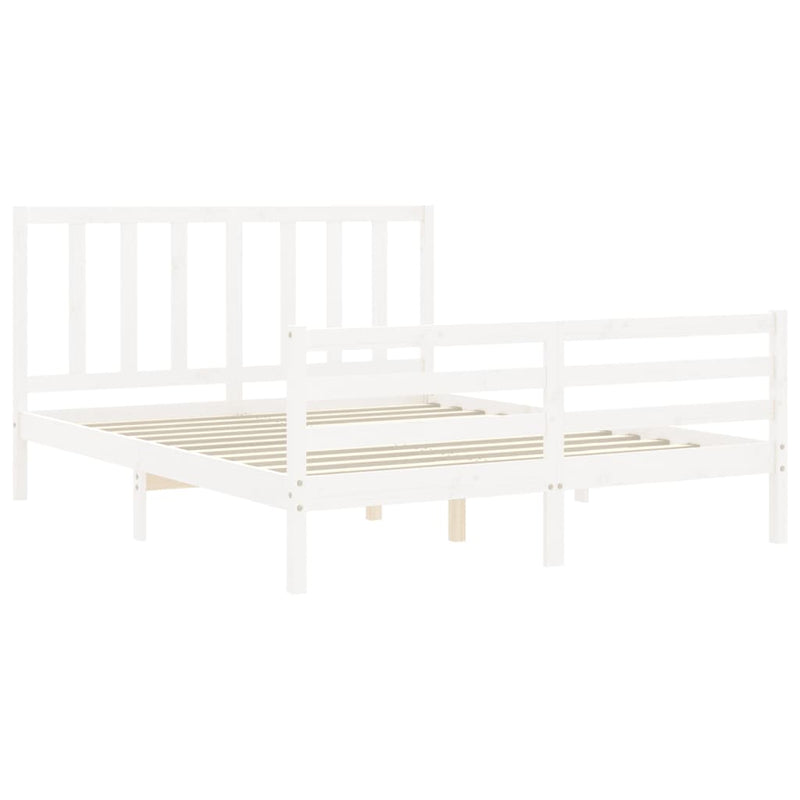 vidaXL fehér tömör fenyőfa ágy matrac nélkül 160 x 200 cm