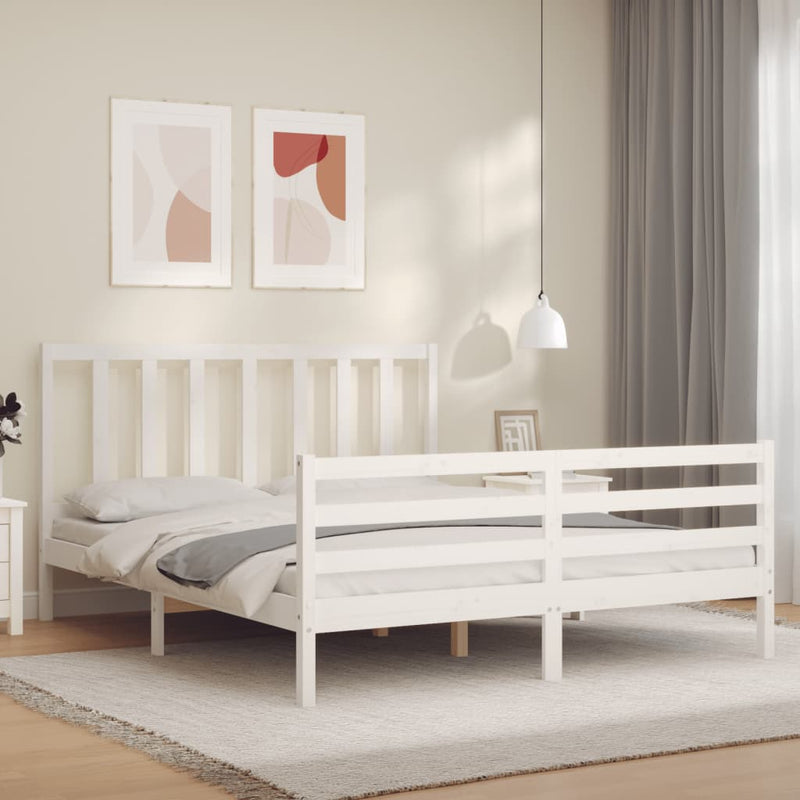 vidaXL fehér tömör fenyőfa ágy matrac nélkül 160 x 200 cm