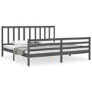 vidaXL szürke tömör fa ágykeret fejtámlával 200 x 200 cm