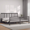 vidaXL szürke tömör fa ágykeret fejtámlával 200 x 200 cm
