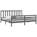 vidaXL szürke tömör fa ágykeret fejtámlával 200 x 200 cm