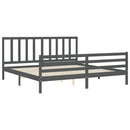 vidaXL szürke tömör fa ágykeret fejtámlával 200 x 200 cm