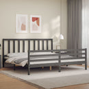 vidaXL szürke tömör fa ágykeret fejtámlával 200 x 200 cm