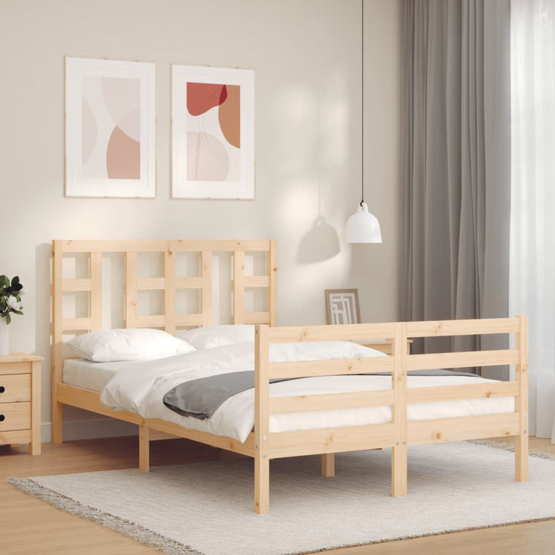 vidaXL tömör fa ágykeret fejtámlával Small Double